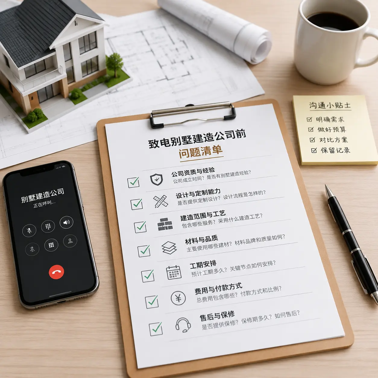 在普定拨打别墅建造公司电话前的准备工作